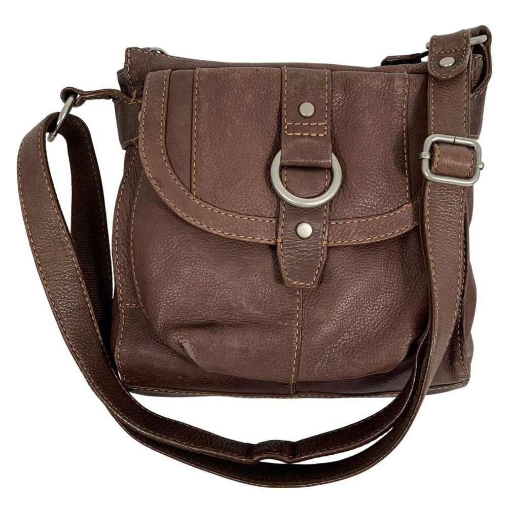 FOSSIL Distressed Brown Pebble Leather Medium Shoulder Crossbody Bag